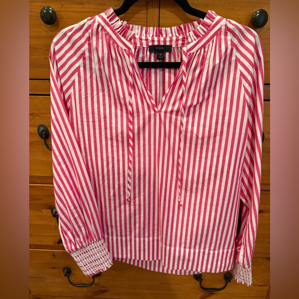 JCrew Pink and White Striped Women's Top